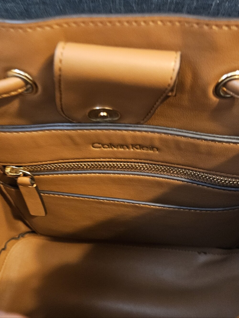 Calvin Klein Brown & Orange Gradient Monogram Drawstring Crossbody Bag - Picture 5 of 8
